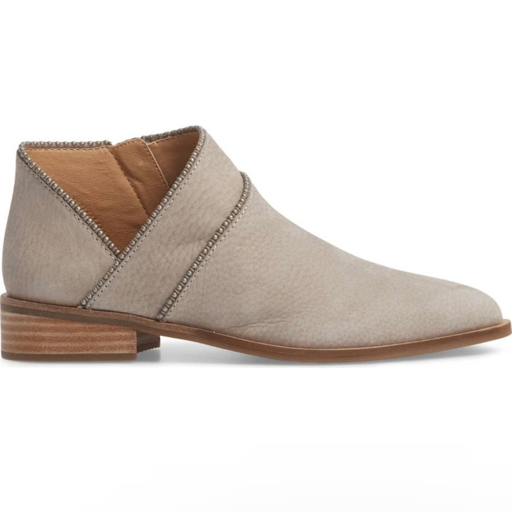 Lucky Brand Perrma Women’s Pebbled Leather Tan Zipper Detail Booties